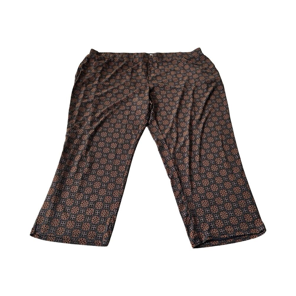 Susan Graver Liquid Knit Wide Leg Pants Geometric Medallion Print Womens 3XP